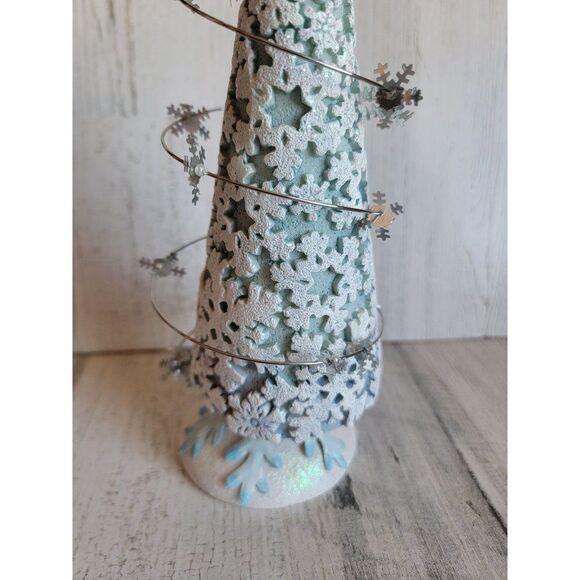 Blue white snowflake Bobble tree Xmas glitter figure Christmas - Picture 2 of 12